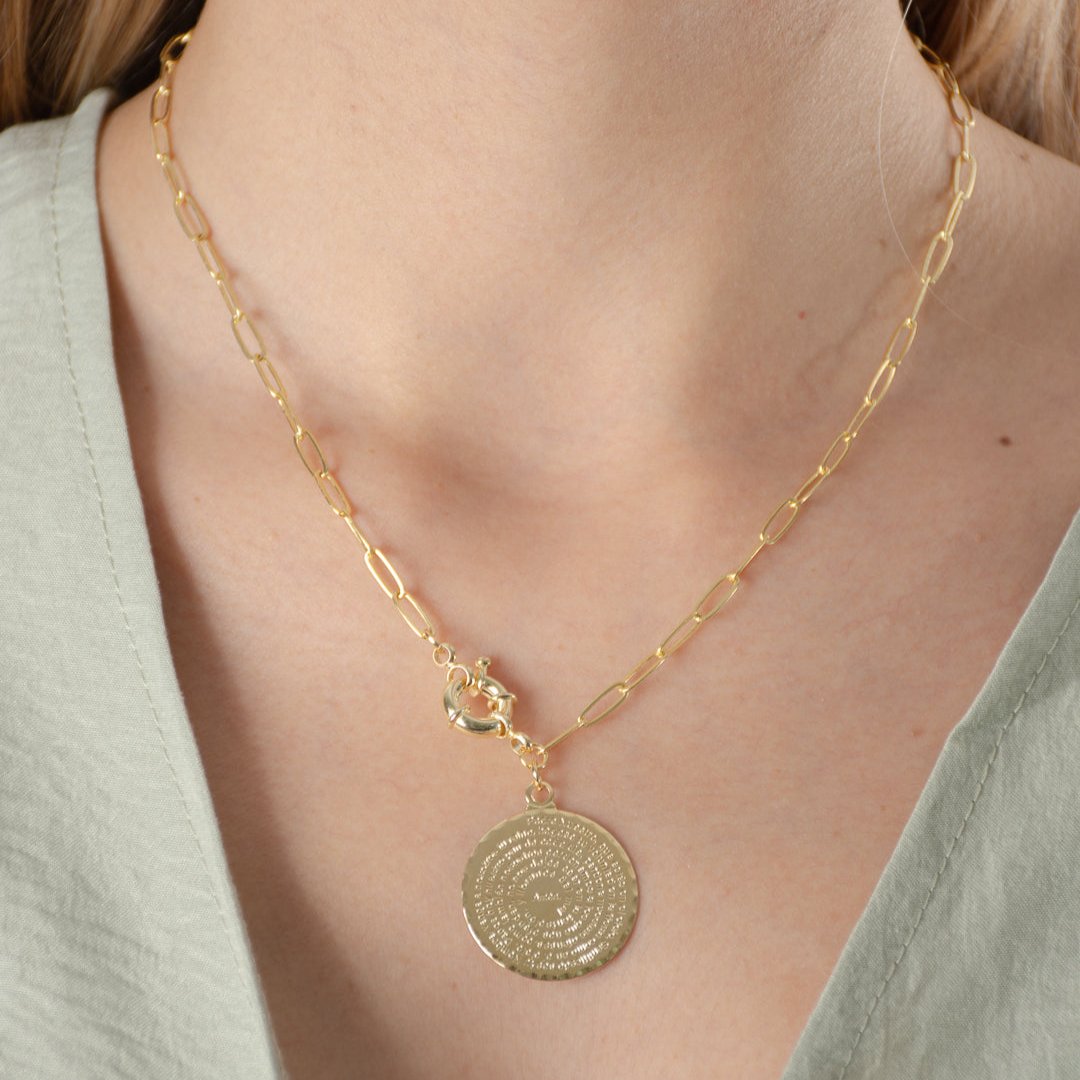 Collar eslabones religioso | Enchape de oro