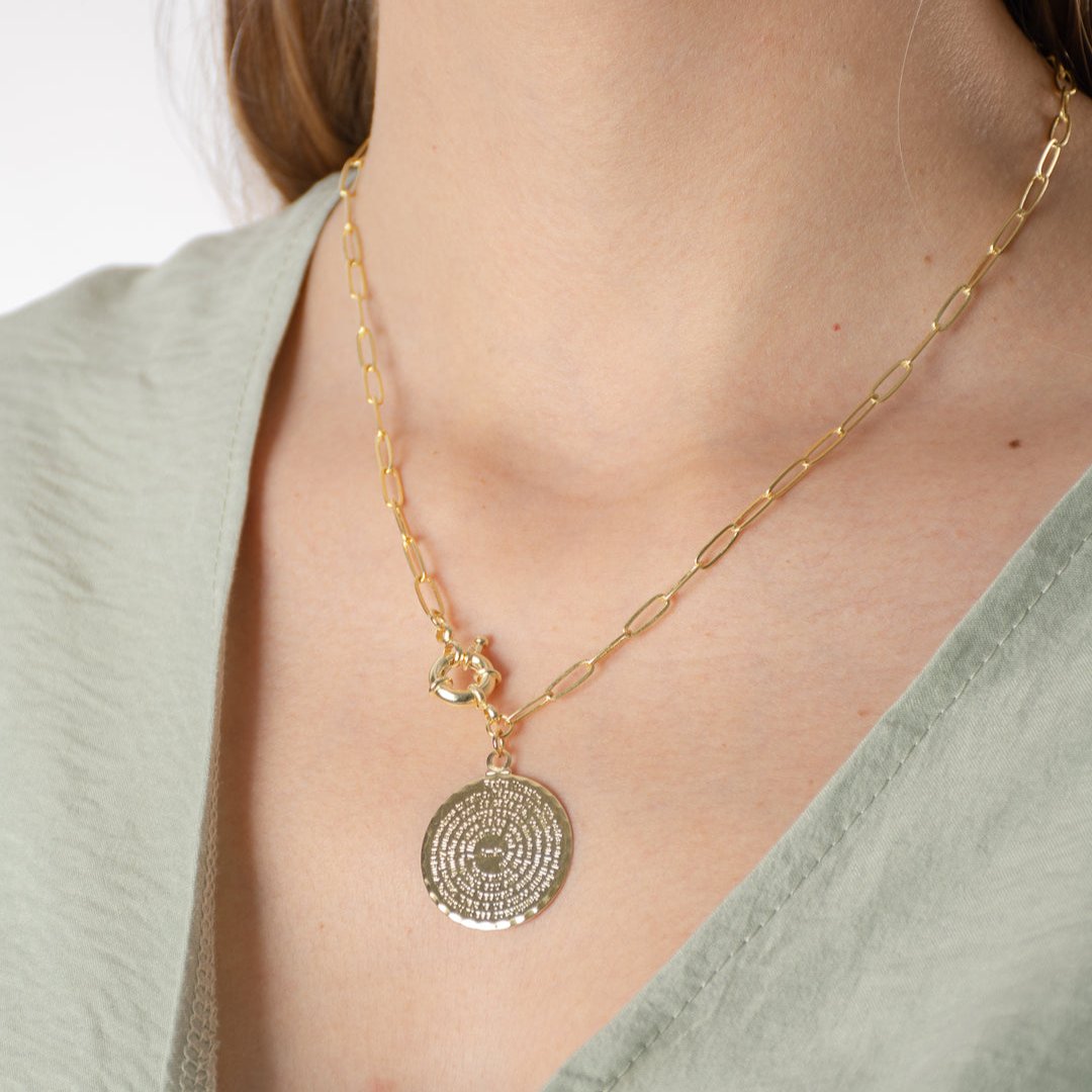 Collar eslabones religioso | Enchape de oro