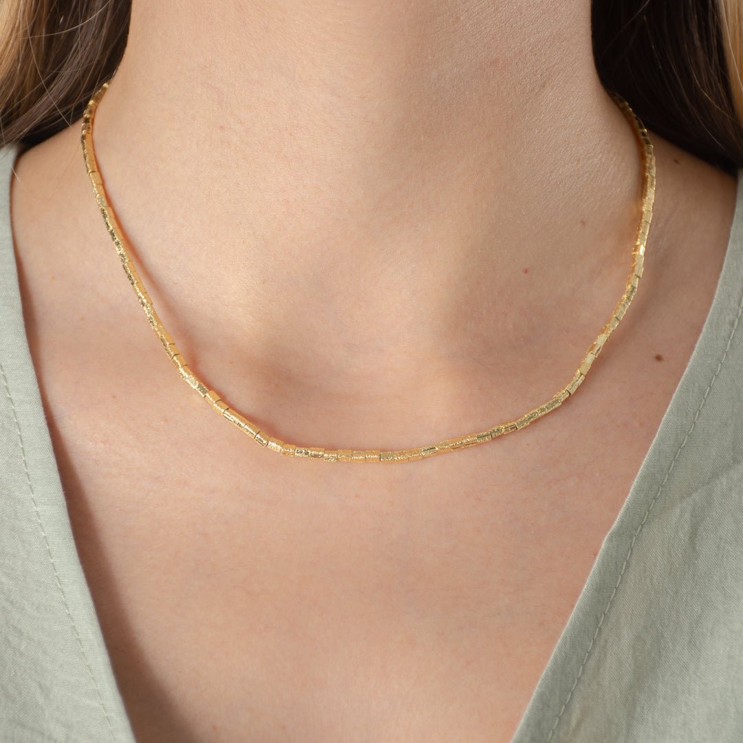 Collar mostacillas Satinados | Enchape de Oro