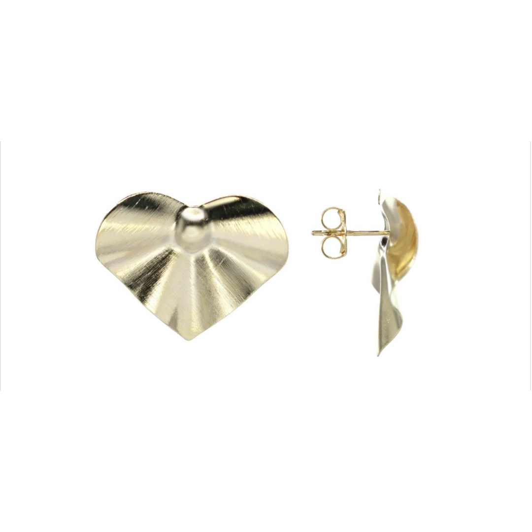 Aros Corazón Ondulado Dorado