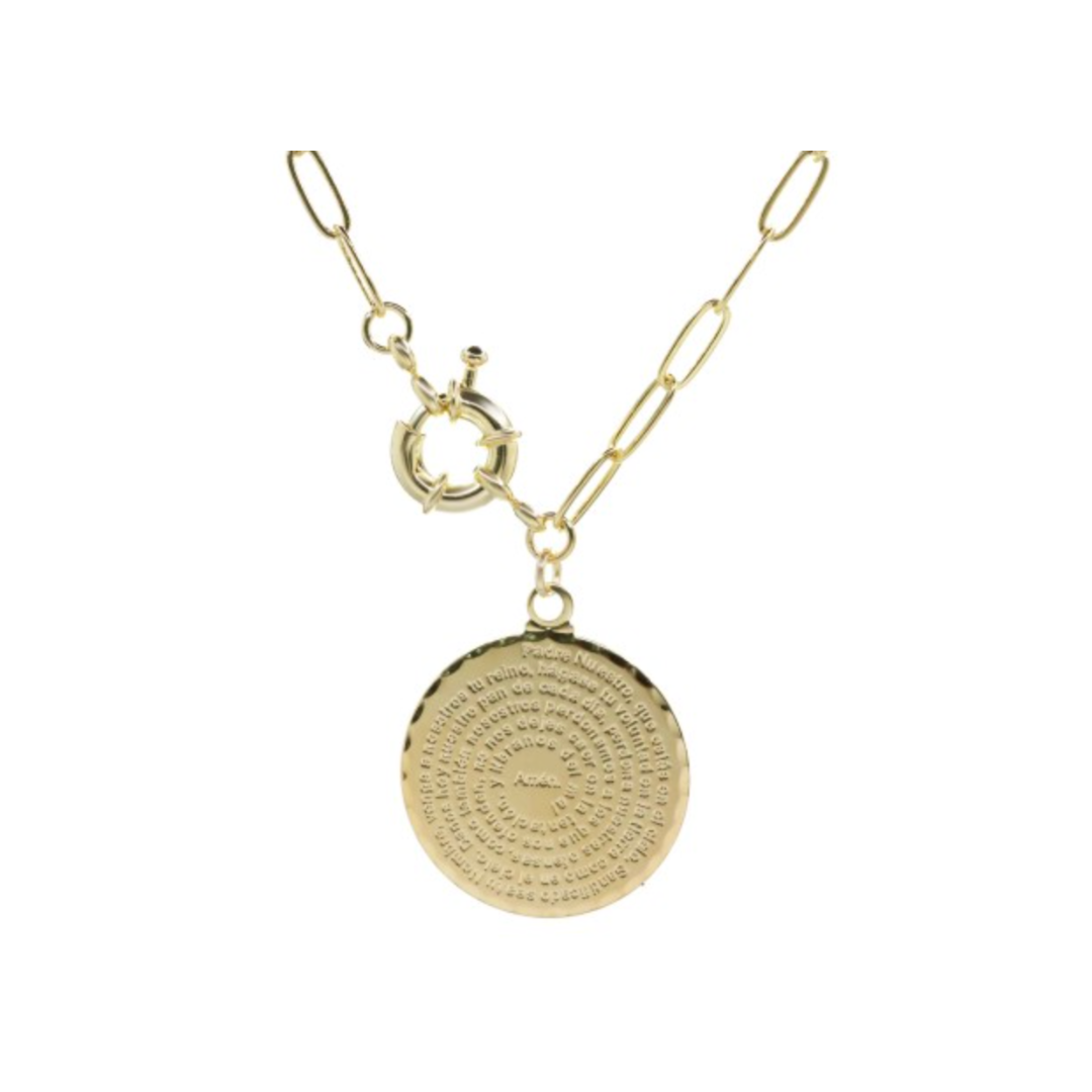 Collar eslabones religioso | Enchape de oro
