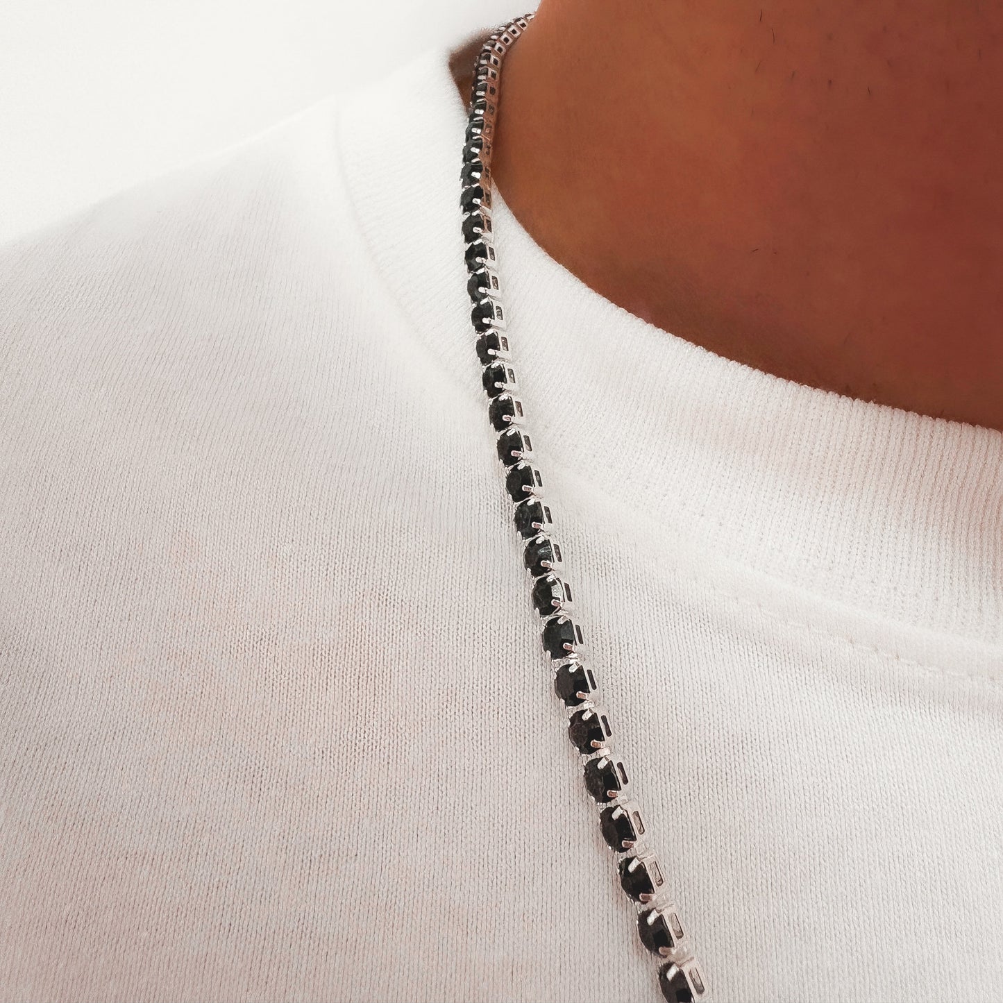 Cadena Tennis Circones Negro | Plata 925