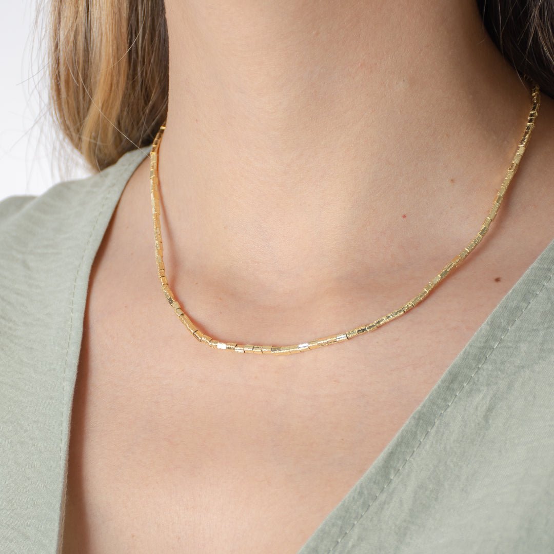 Collar mostacillas Satinados | Enchape de Oro