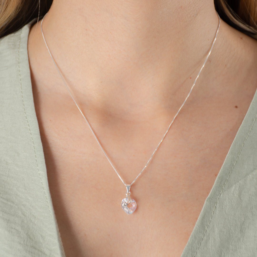Collar Corazón con cristal Swarovski | 45 CM | Plata 925