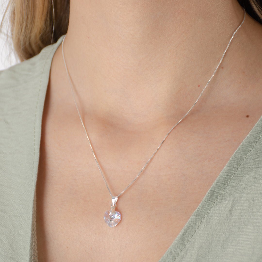 Collar Corazón con cristal Swarovski | 45 CM | Plata 925