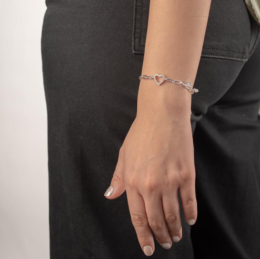 Pulsera Corazón con cristales colgantes | Plata 925