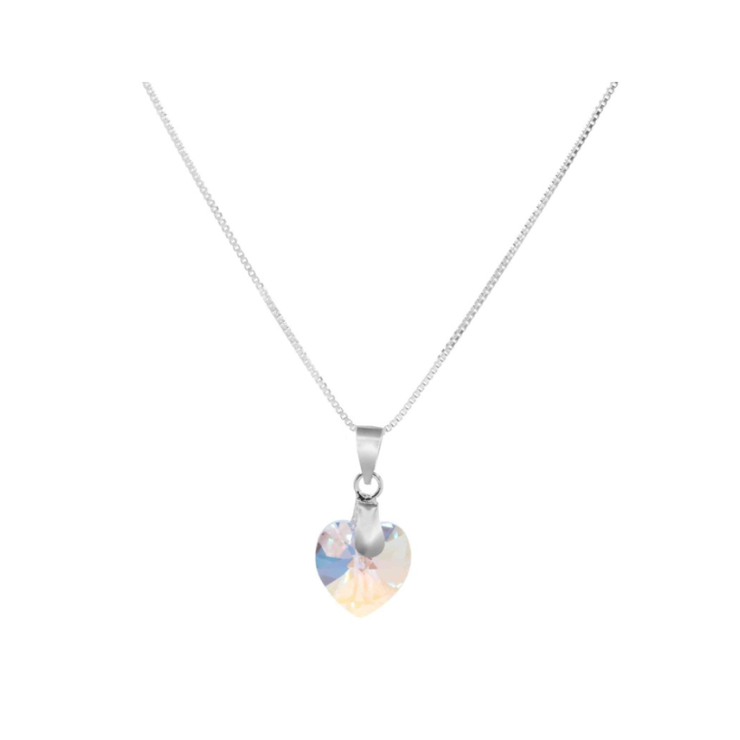 Collar Corazón con cristal Swarovski | 45 CM | Plata 925