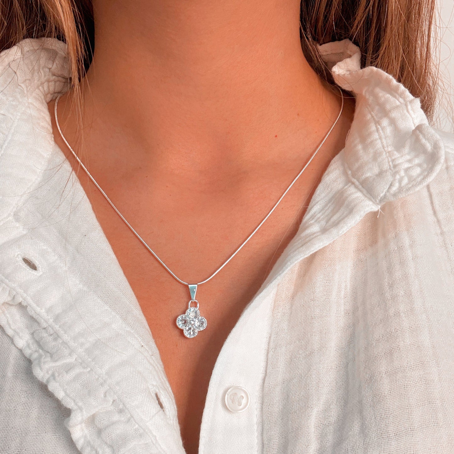 Collar Trebol en Circones | Plata 925