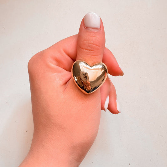 Anillo Chunky Corazón | Baño de Oro