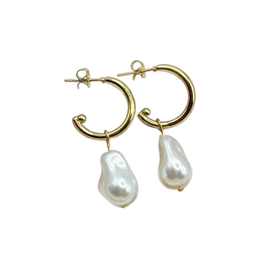 Semi Argollas perlas | Baño de Oro