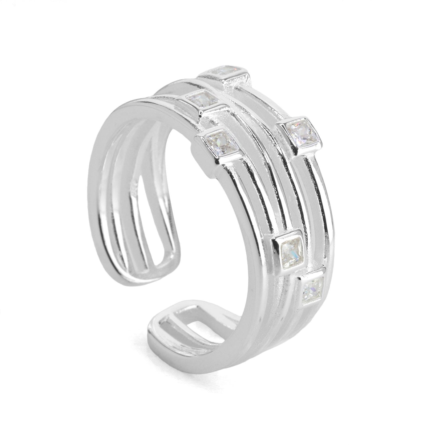 Anillo Abierto con Circones | Plata 925