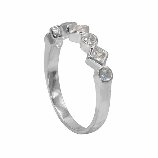 Anillo Diseño Irregular con Circones | Plata 925