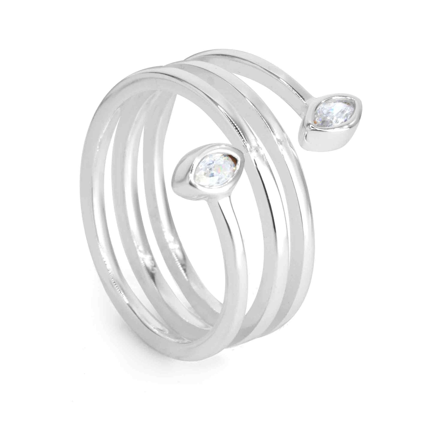 Anillo Liso con Doble Circón | Plata 925