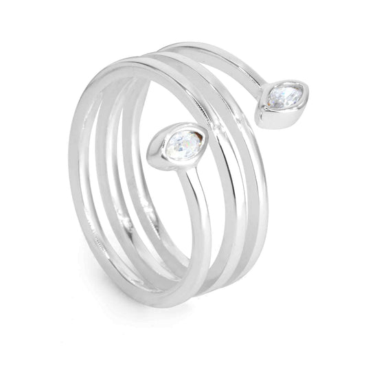 Anillo Liso con Doble Circón | Plata 925