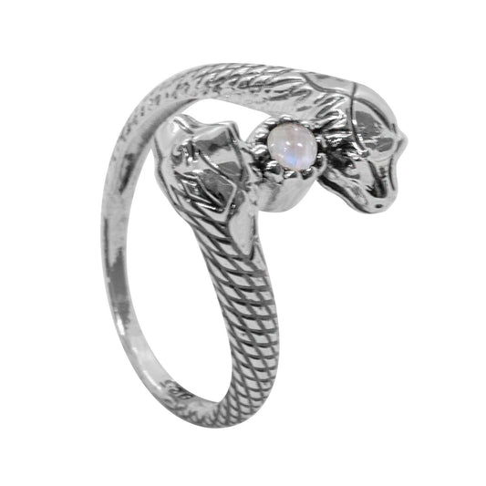 Doble Serpiente con Piedra Luna | Plata 925