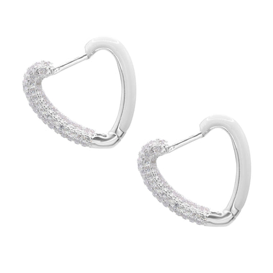 Argollas Corazón Esmaltado con Circones | Plata 925