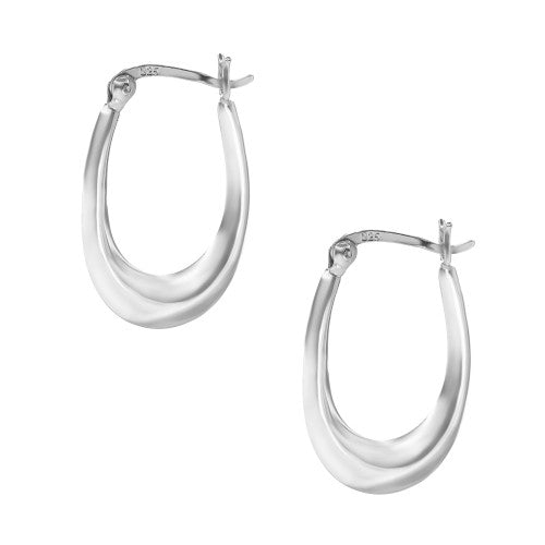Argollas Ovalas Lisas 25 mm | Plata 925