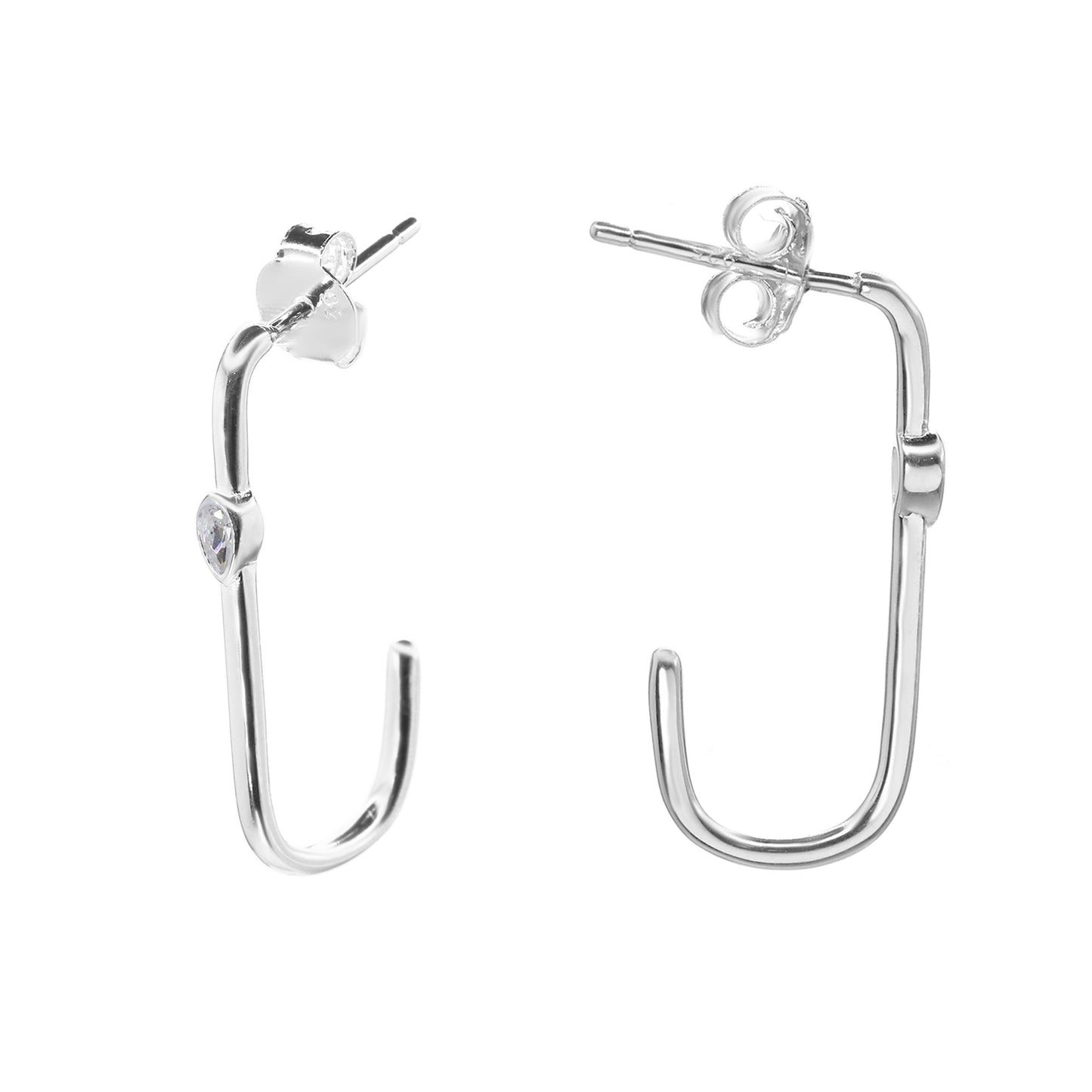 Semi Argollas Ovalada con Circón | Plata 925