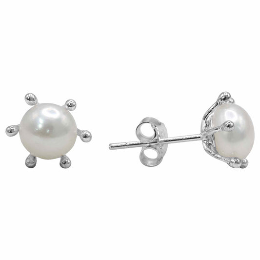 Aros Perla Pistilo 6 mm | Plata 925