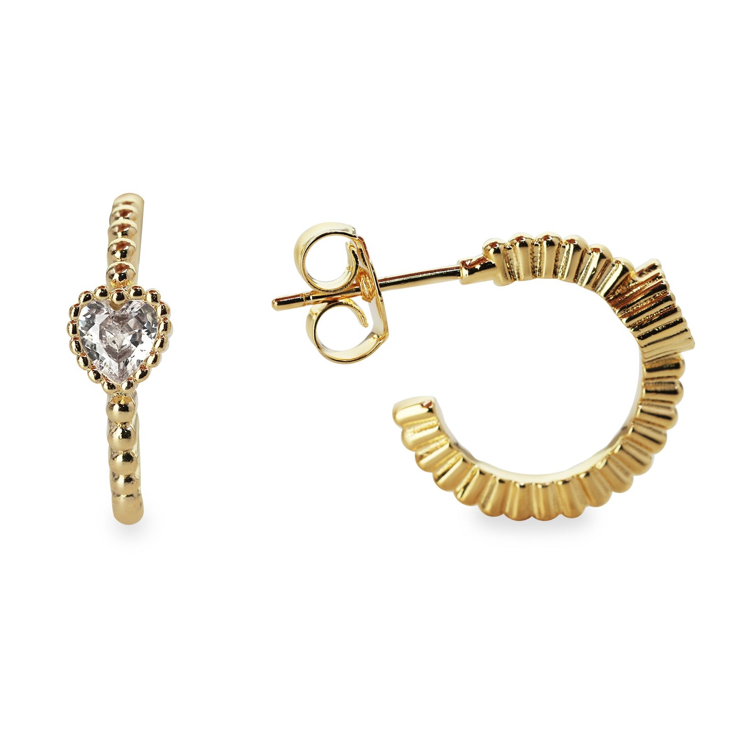 Aros con Circón Corazón |  Enchapados en Oro