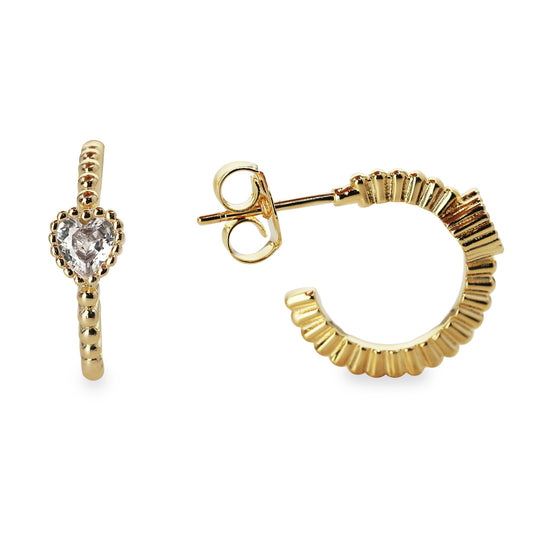 Aros con Circón Corazón |  Enchapados en Oro
