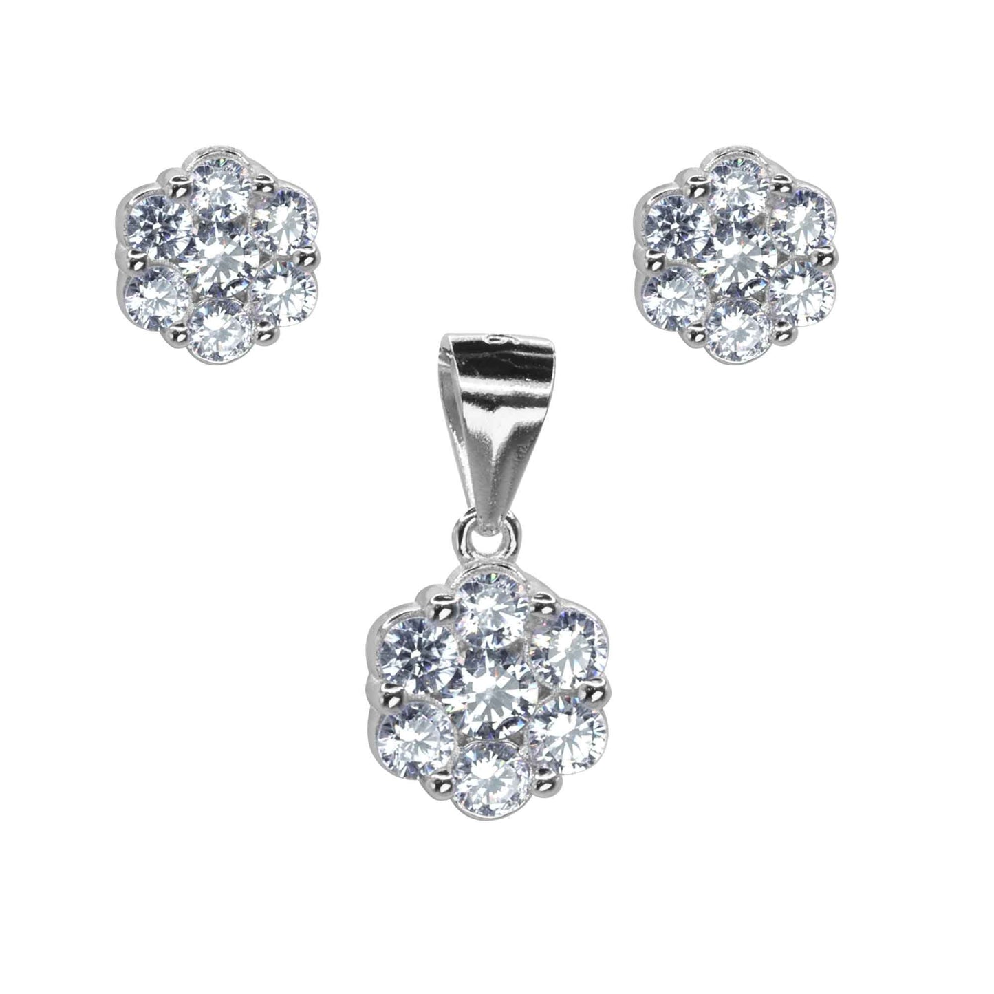 Conjunto Flores con Circones | Plata 925